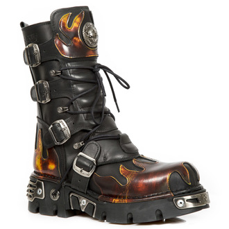 Scarpe NEW ROCK - Flame Boots (591-S1) Nero-Arancio