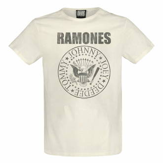 maglietta da uomo RAMONES - VINTAGE SHIELD - VINTAGE WHITE - AMPLIFIED, AMPLIFIED, Ramones