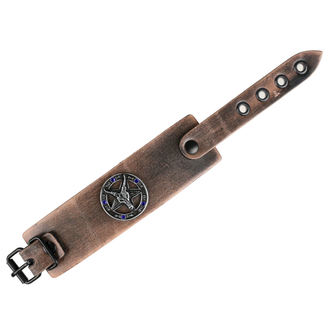 braccialetto Baphomet - brown - cristallo blu, LEATHER & STEEL FASHION