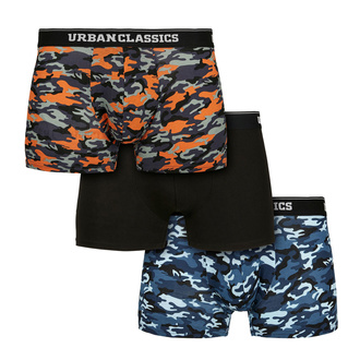 Boxer da uomo URBAN CLASSICS - 3-Pack - blu camo / arancione, URBAN CLASSICS
